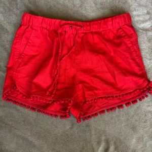 J Crew Women's Red 3" Pom-pom Drawstring Short Red